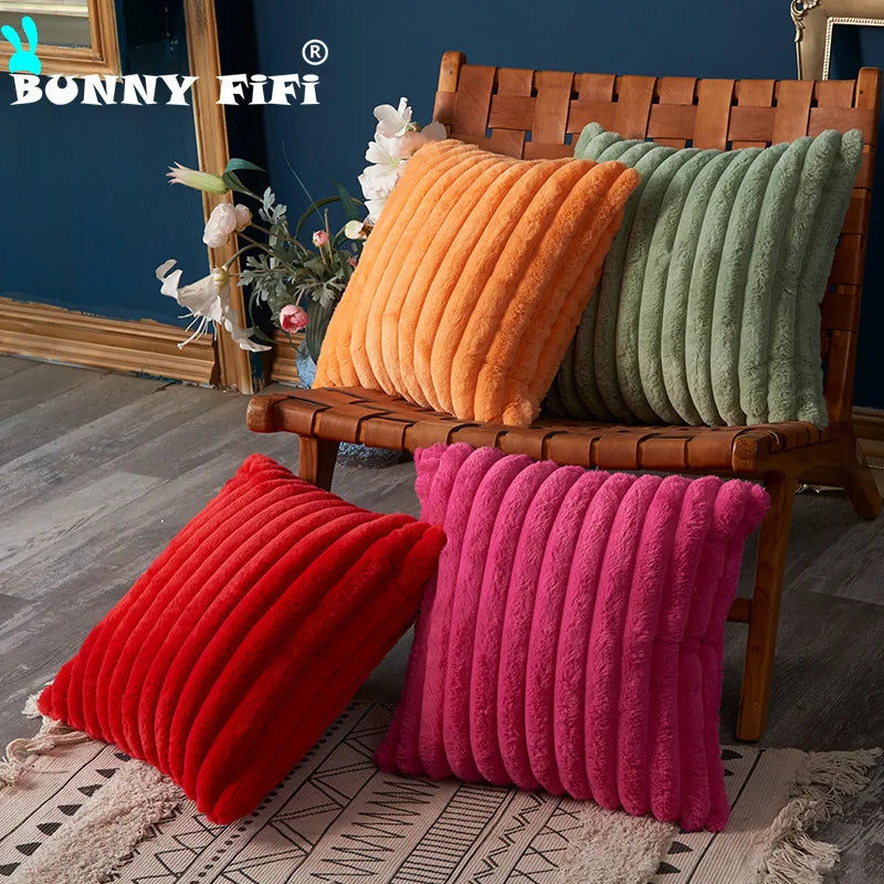 Plush wide edge cushion cover