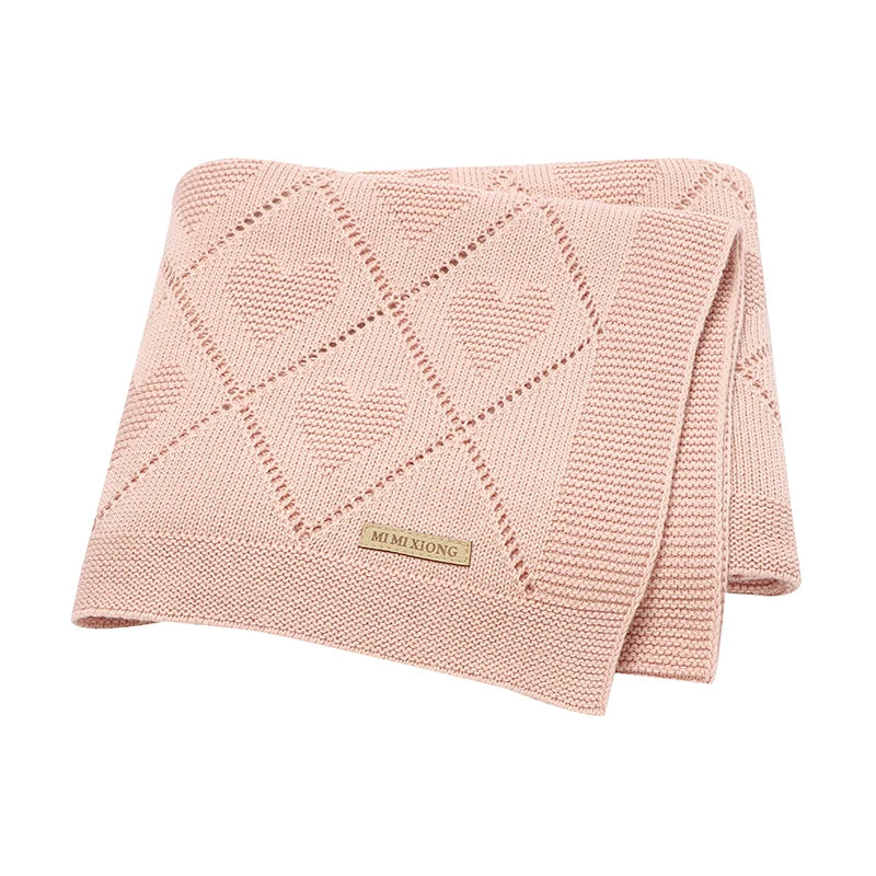 Couverture tricotée en coton pour bébé, douce et respirante