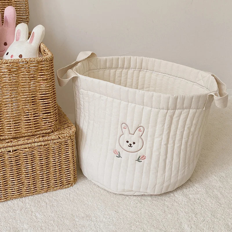 Paniers de rangement en coton brodé pour jouets, vêtements et accessoires