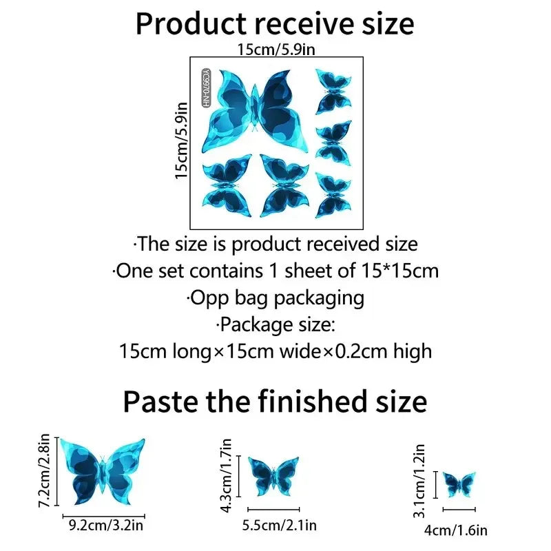 Blue Butterfly Glow Stickers - Decorative Stickers for Bedroom or Living Room