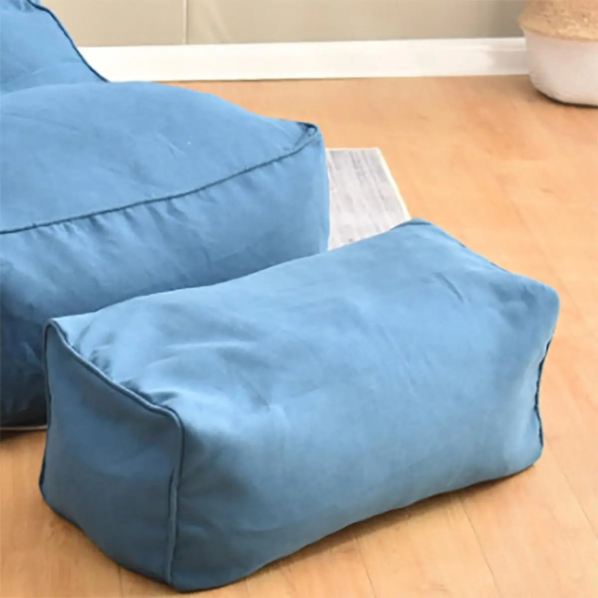 Detachable round cotton and linen pouf cover without filling