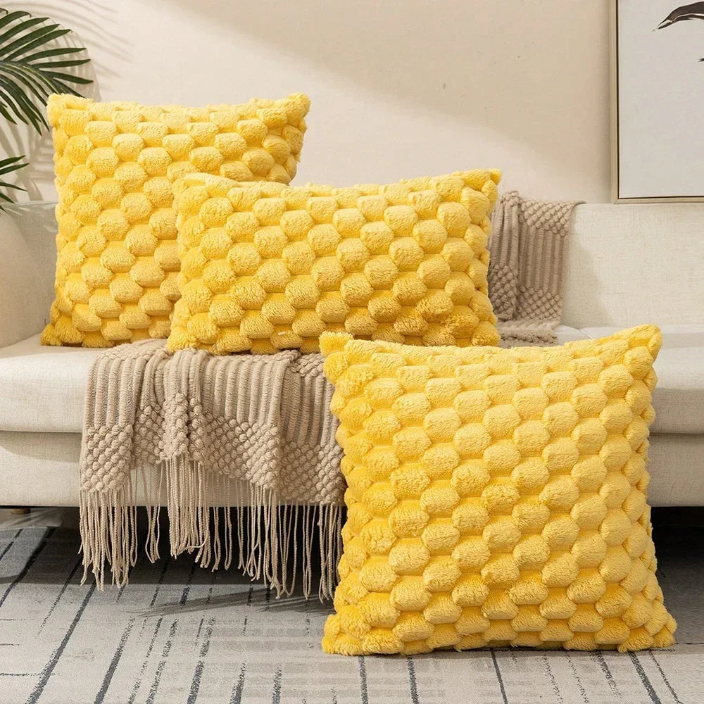 Housse coussin rouge relief velours 3D, déco canapé ou chambre
