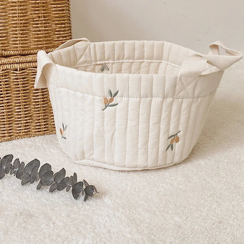 Paniers de rangement en coton brodé pour jouets, vêtements et accessoires