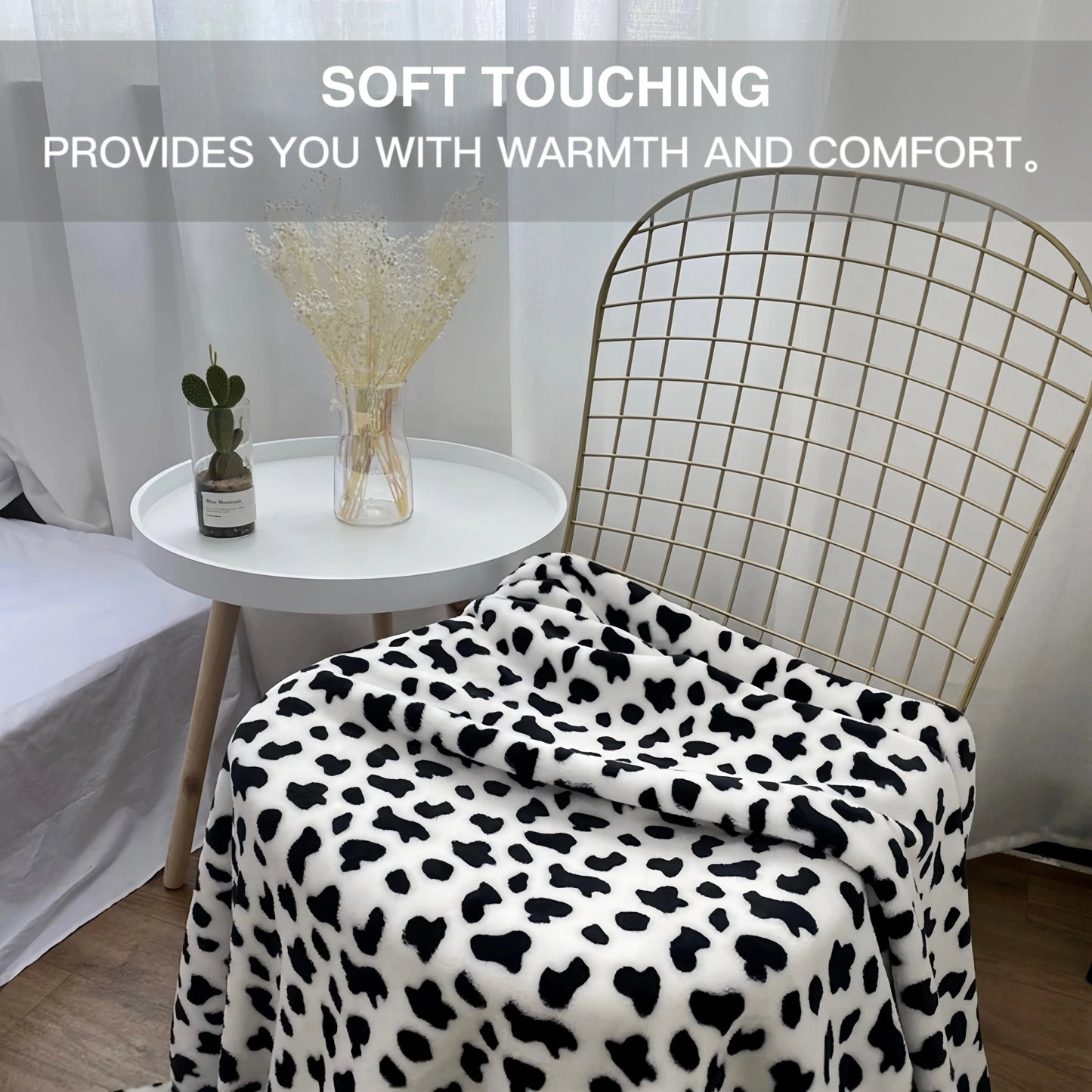 Double-sided cow pattern blanket