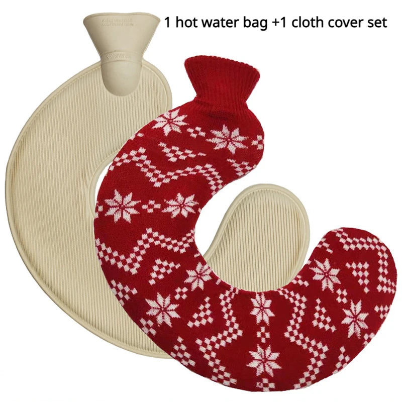 U-shaped hot water bottle for neck and shoulders