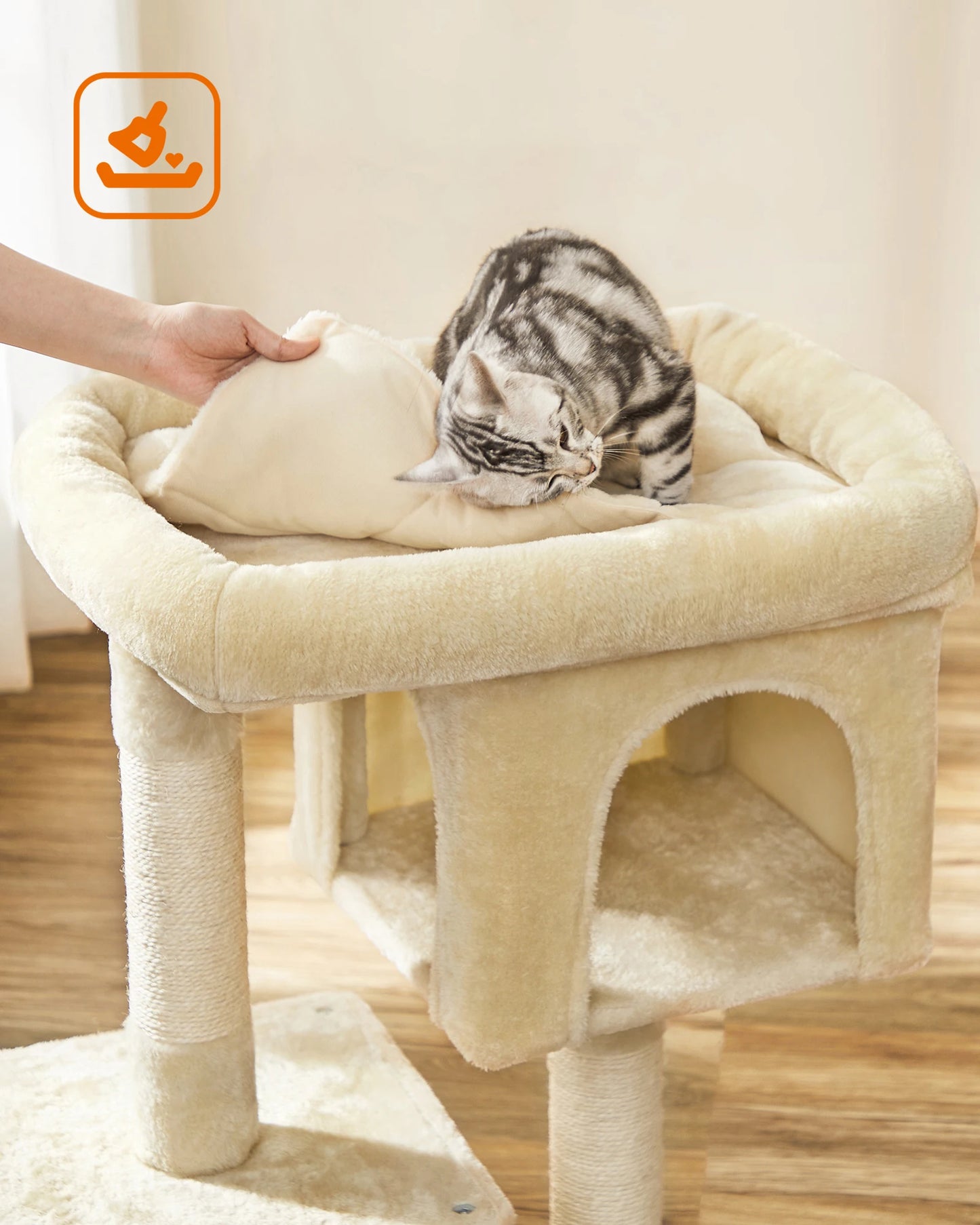 Arbre à Chat – Double niche, griffoir et plateforme douillette