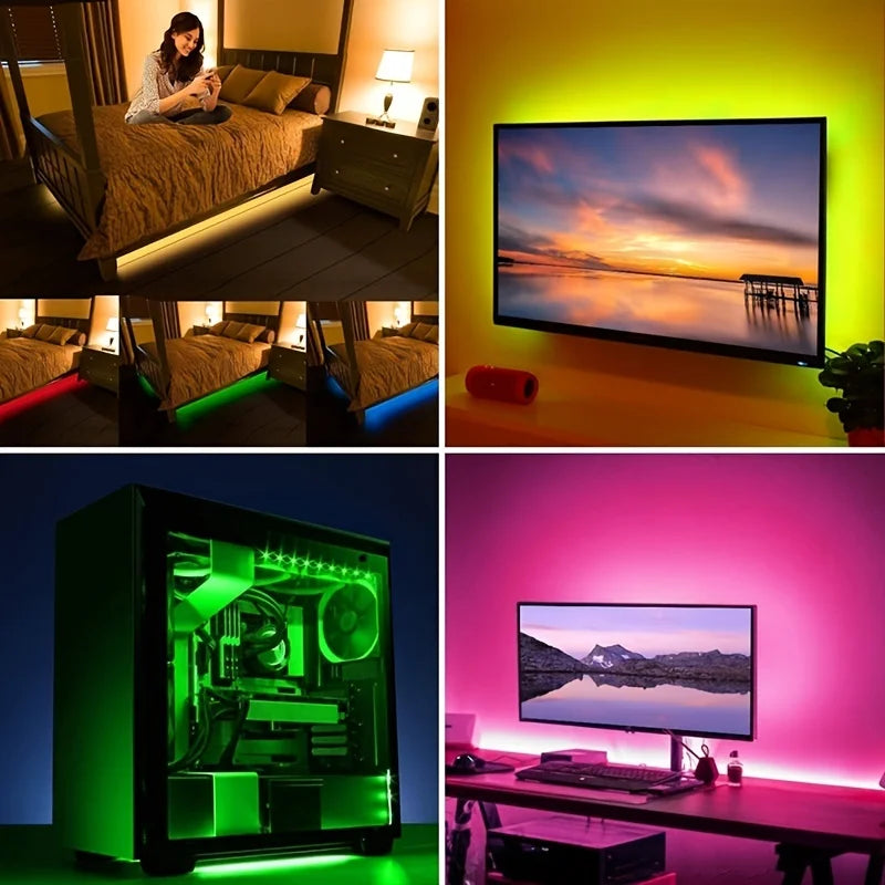 5M Multicolor RGB LED Strip with Remote Control and USB Power Supply