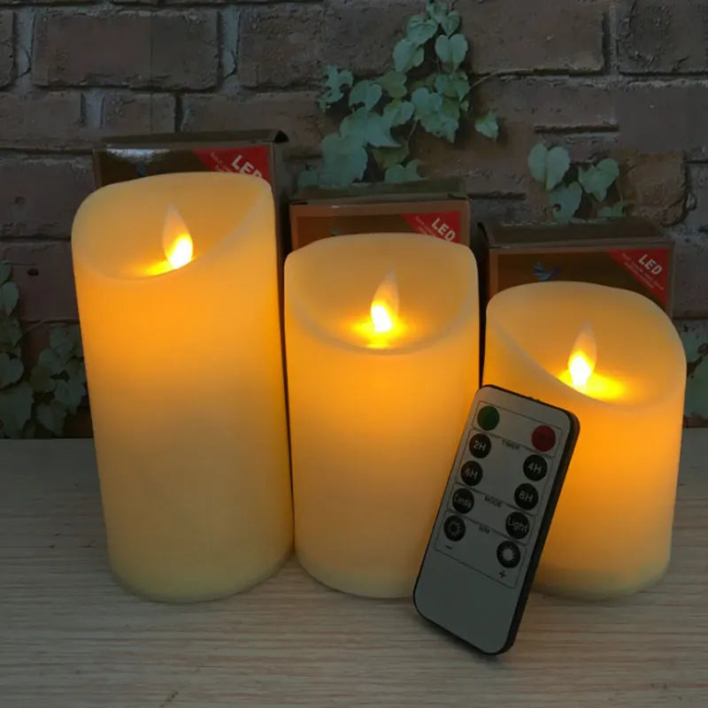Lot de 3 bougies LED à flamme mouvante – Ambiance chaleureuse