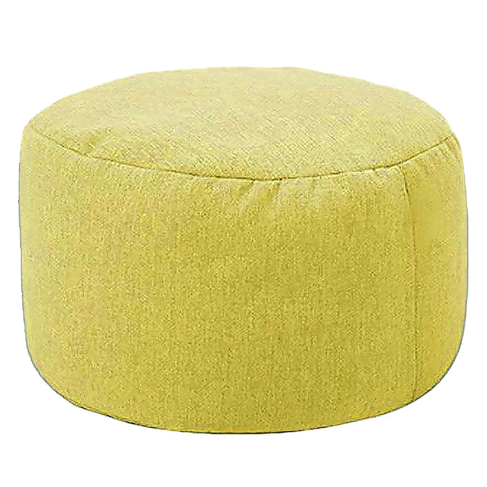 Round cotton and linen pouf with filling