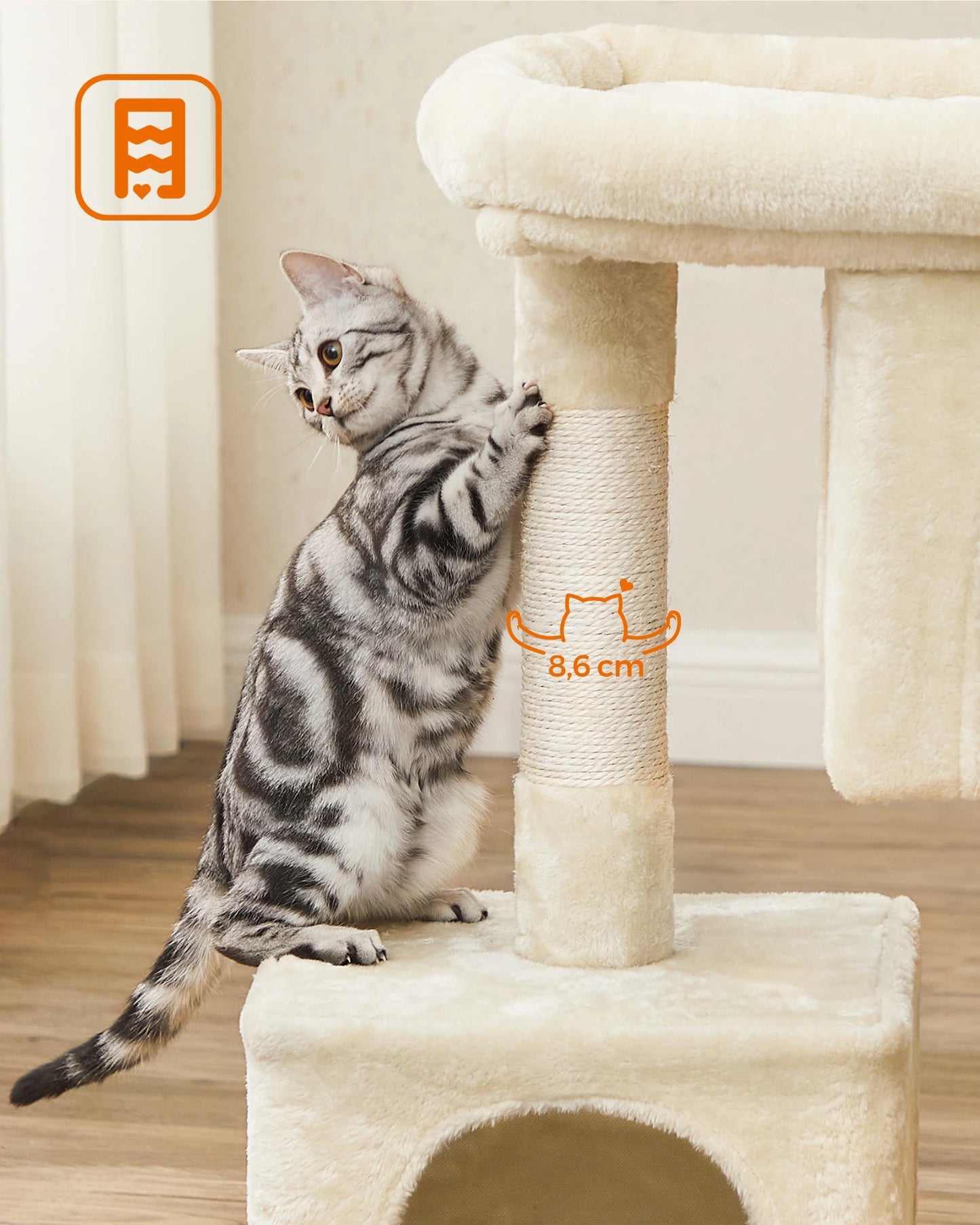 Arbre à Chat – Double niche, griffoir et plateforme douillette