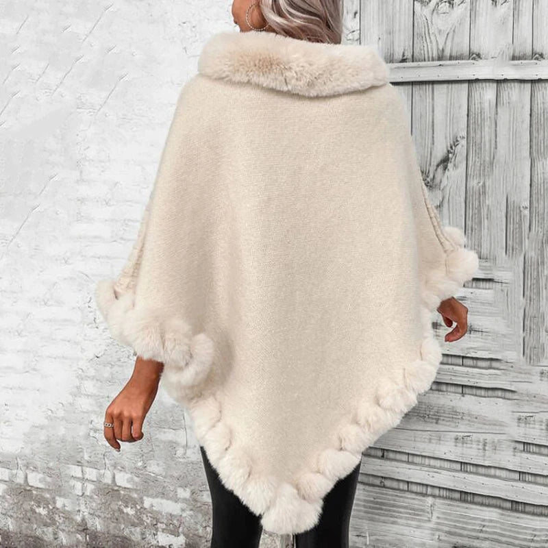 Faux fur poncho