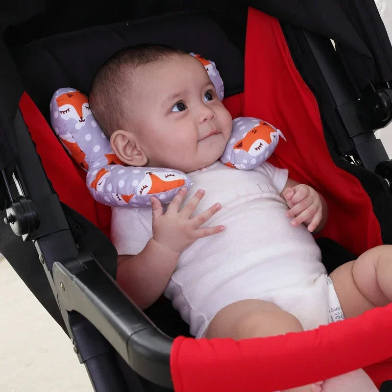Oreiller U bébé en coton respirant – idéal poussette, voiture, lit, voyage