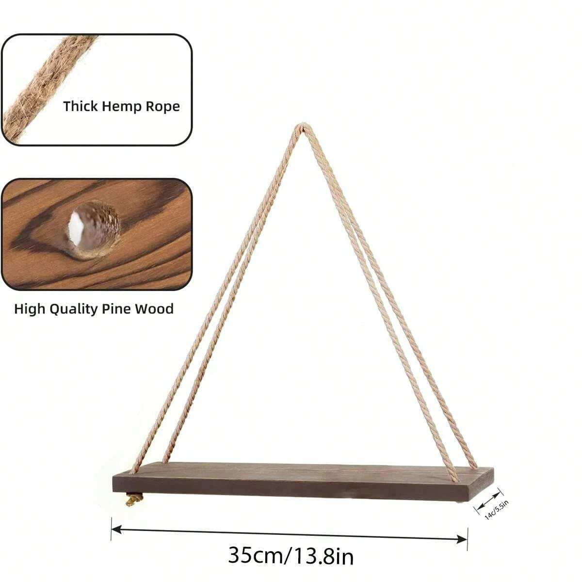 Wooden hanging wall shelf