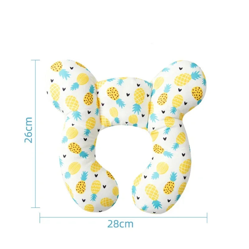 Oreiller U bébé en coton respirant – idéal poussette, voiture, lit, voyage