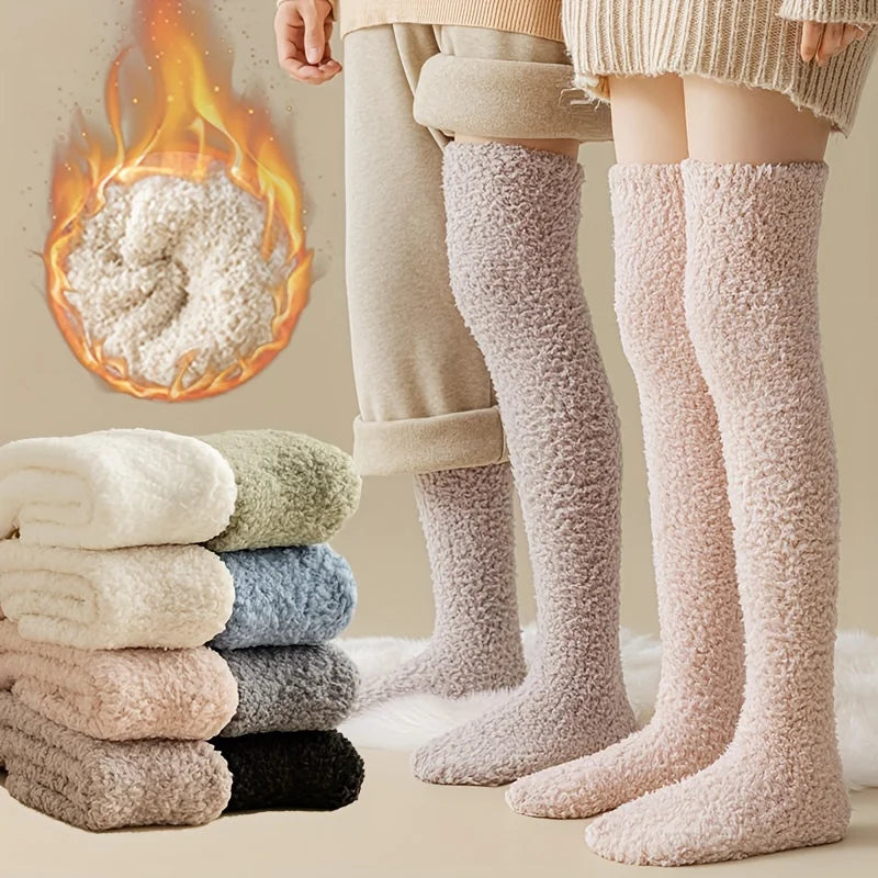 Thick long socks in soft fleece