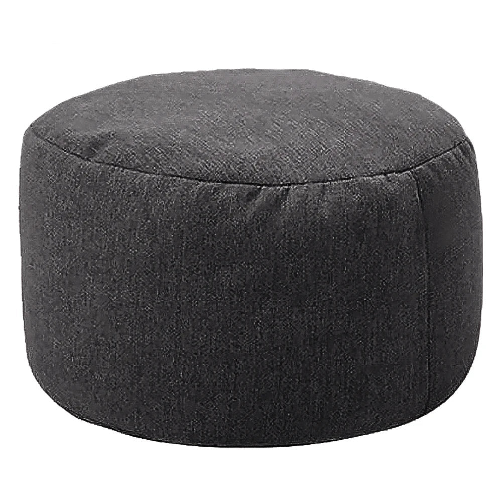 Round cotton and linen pouf with filling