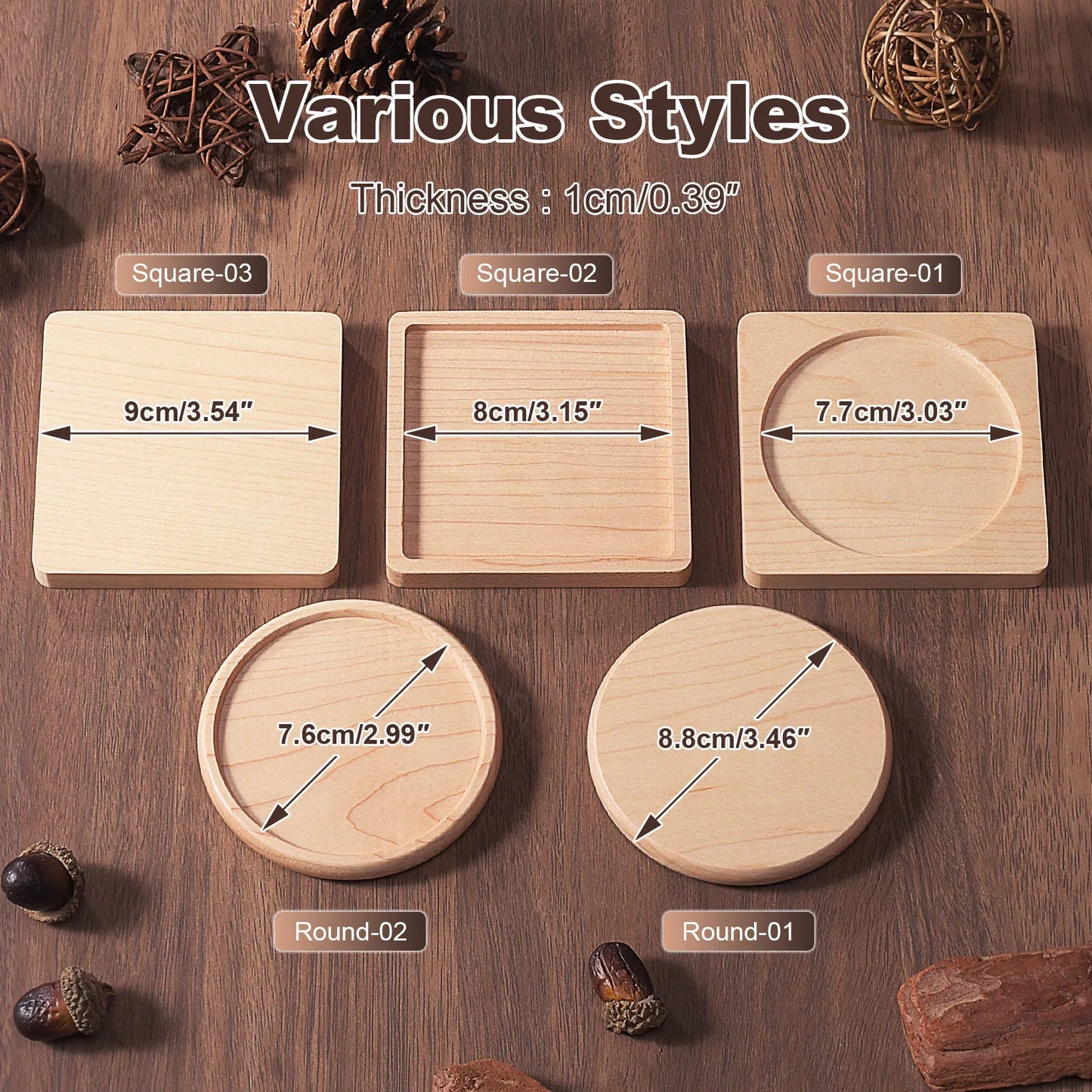 Sous-verre en bois naturel rond ou carré pour une table chic et cocooning