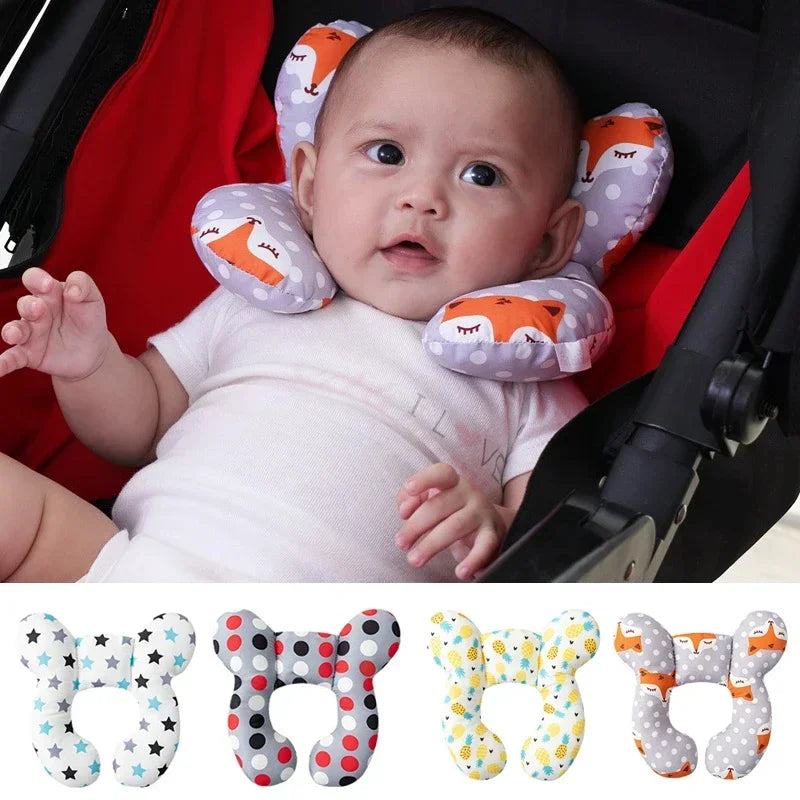 Oreiller U bébé en coton respirant – idéal poussette, voiture, lit, voyage
