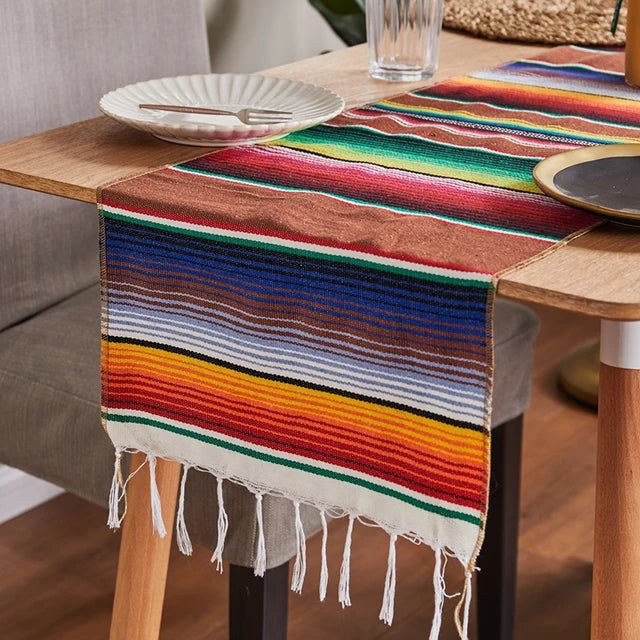 Plaid bohème tissé style mexicain pour plage ou déco ethnique