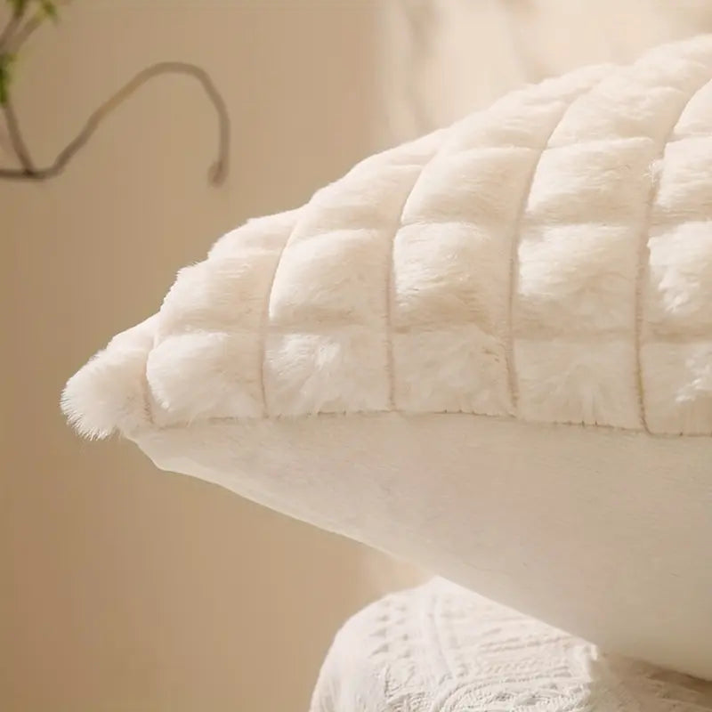 Faux rabbit fur cushion cover for sofa