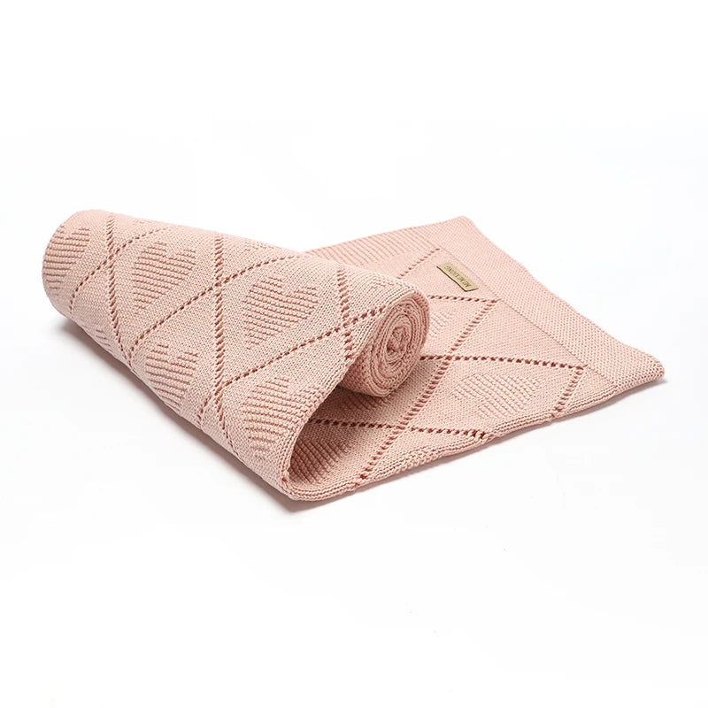 Couverture tricotée en coton pour bébé, douce et respirante