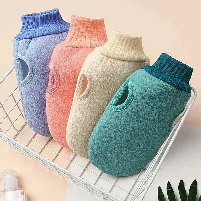 Gants de toilette exfoliants en éponge