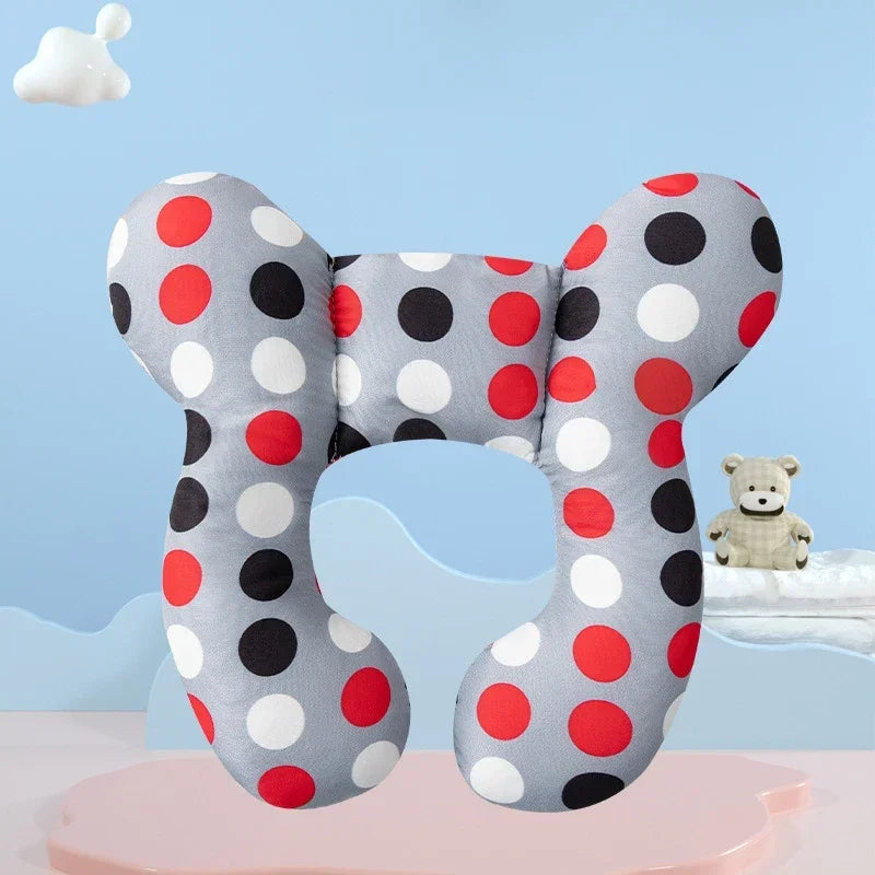 Oreiller U bébé en coton respirant – idéal poussette, voiture, lit, voyage
