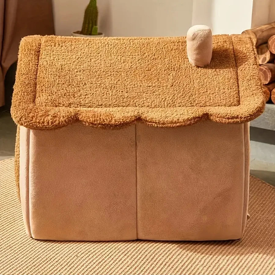 Maison repliable chat & petit chien avec coussin lavable et chaud