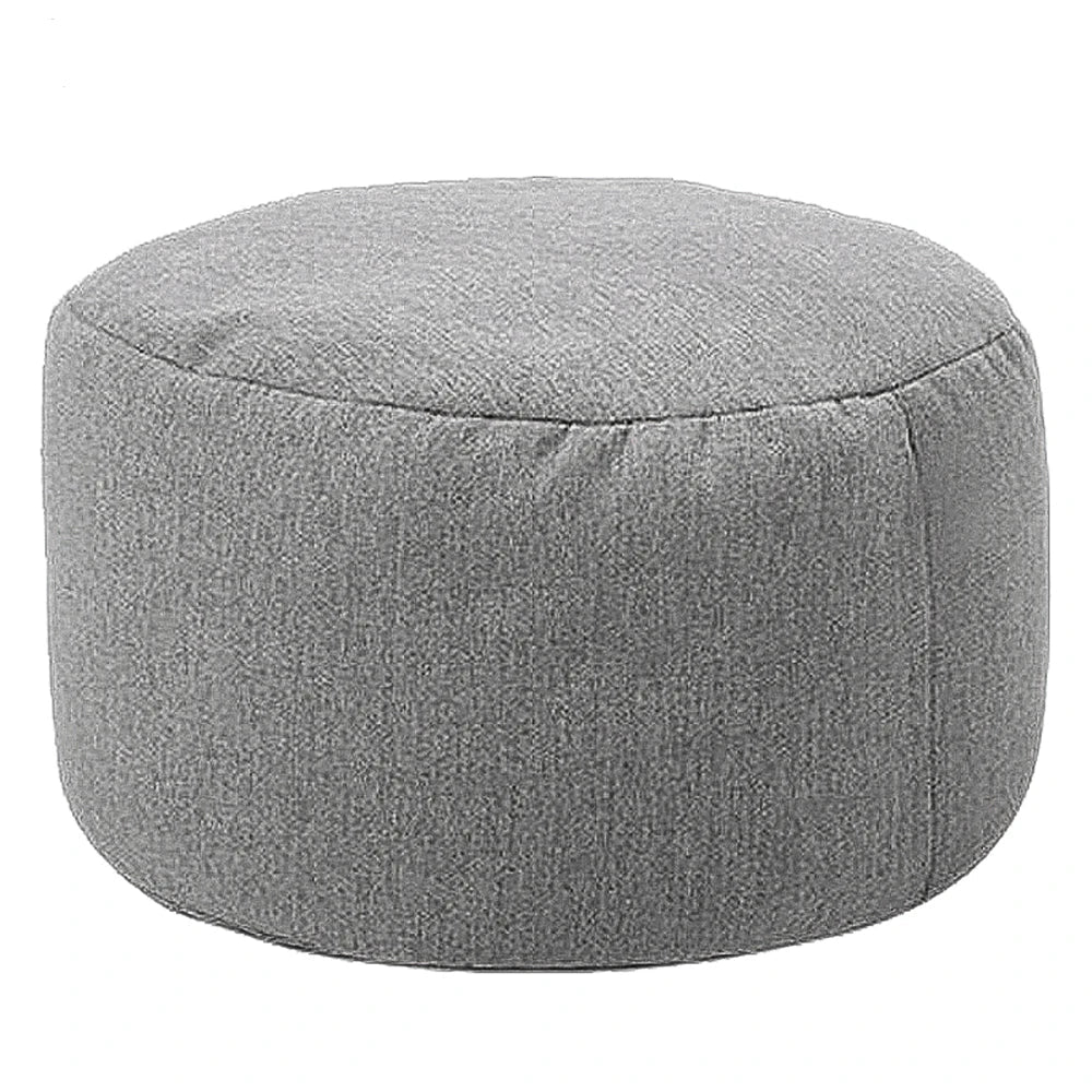 Round cotton and linen pouf with filling