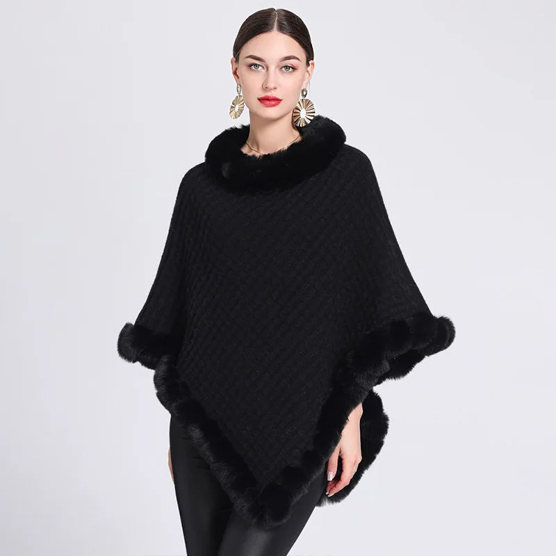 Faux fur poncho