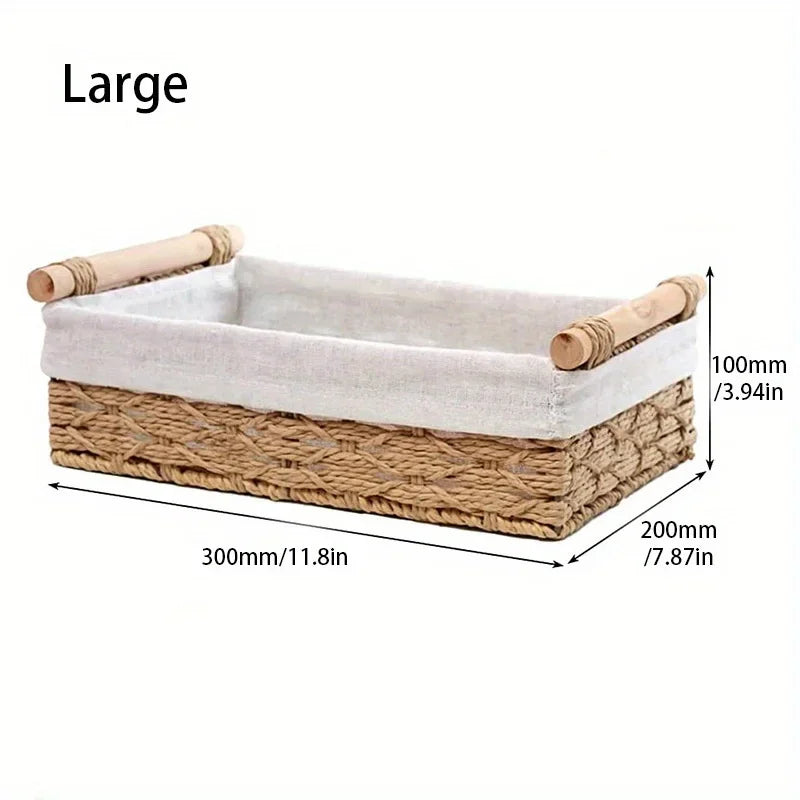 Wicker storage basket for bathroom and bedroom