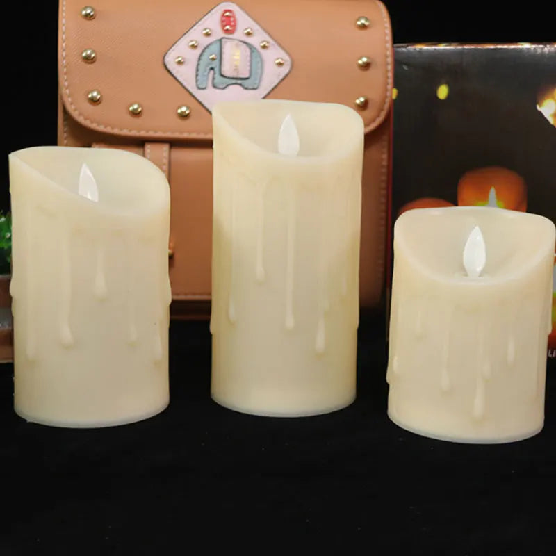Lot de 3 bougies LED à flamme mouvante – Ambiance chaleureuse