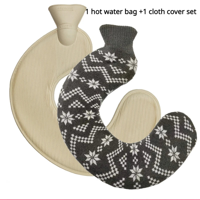 U-shaped hot water bottle for neck and shoulders