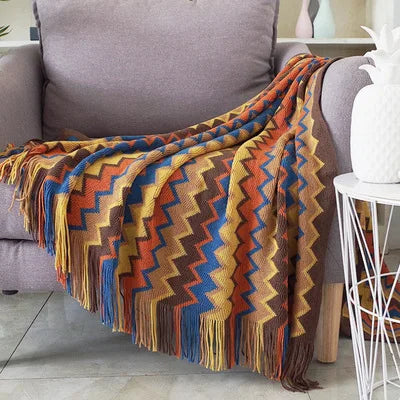 Plaid bohème style aztèque en acrylique tissé