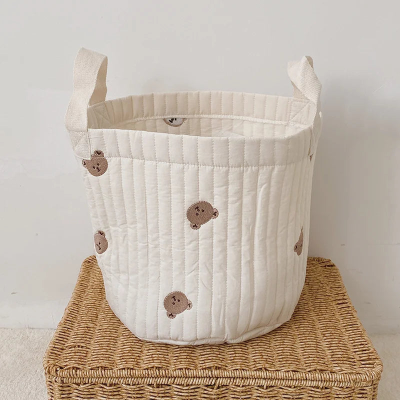 Paniers de rangement en coton brodé pour jouets, vêtements et accessoires