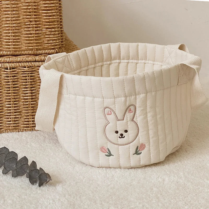 Paniers de rangement en coton brodé pour jouets, vêtements et accessoires