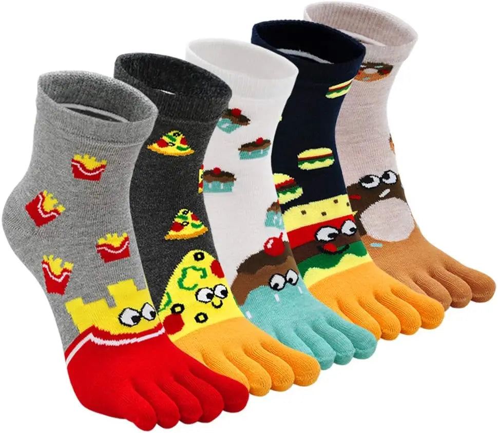 5-toe socks - animal patterns - cotton - Pack of 5 pairs