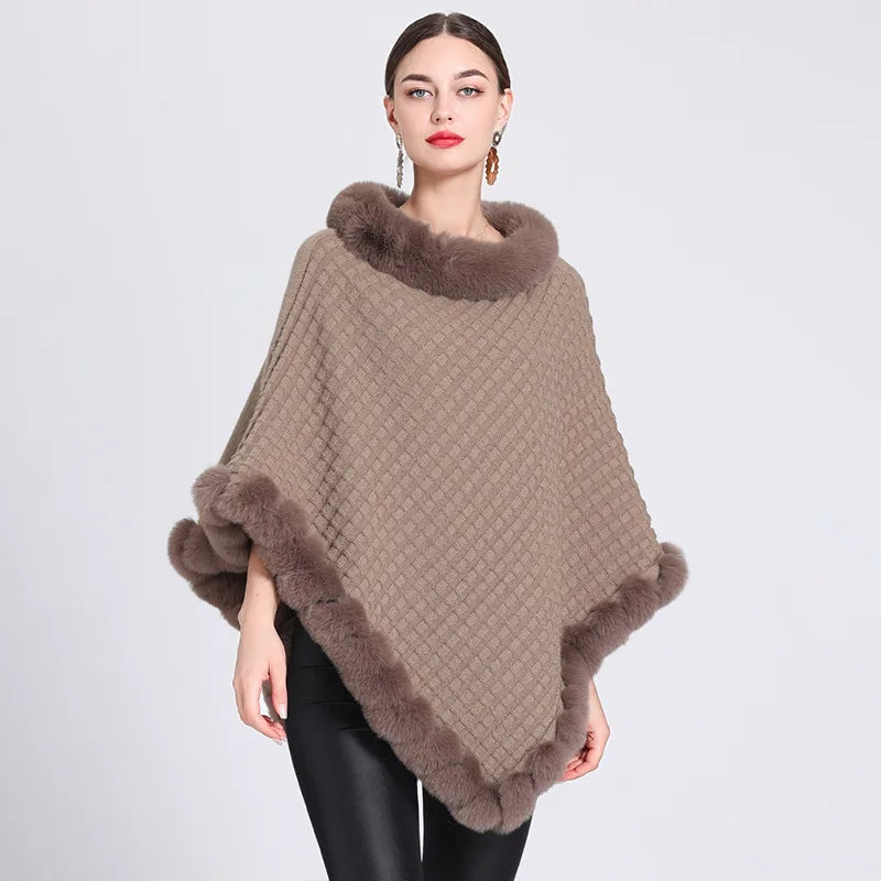 Faux fur poncho