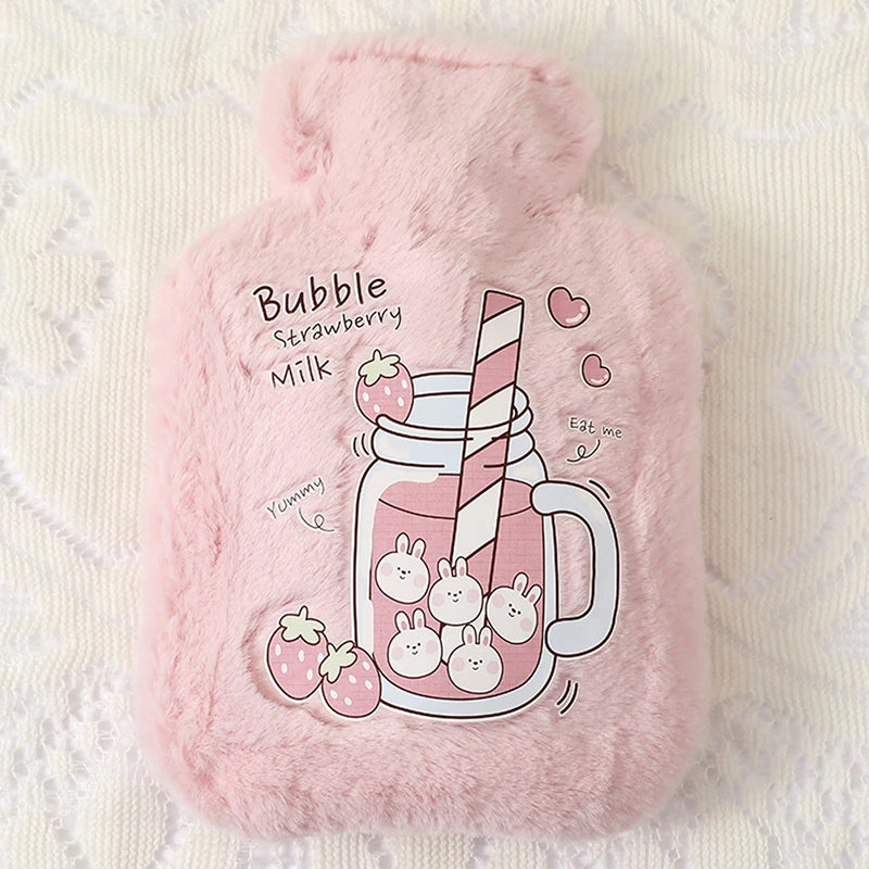 Rabbit and bear plush hot water bottle