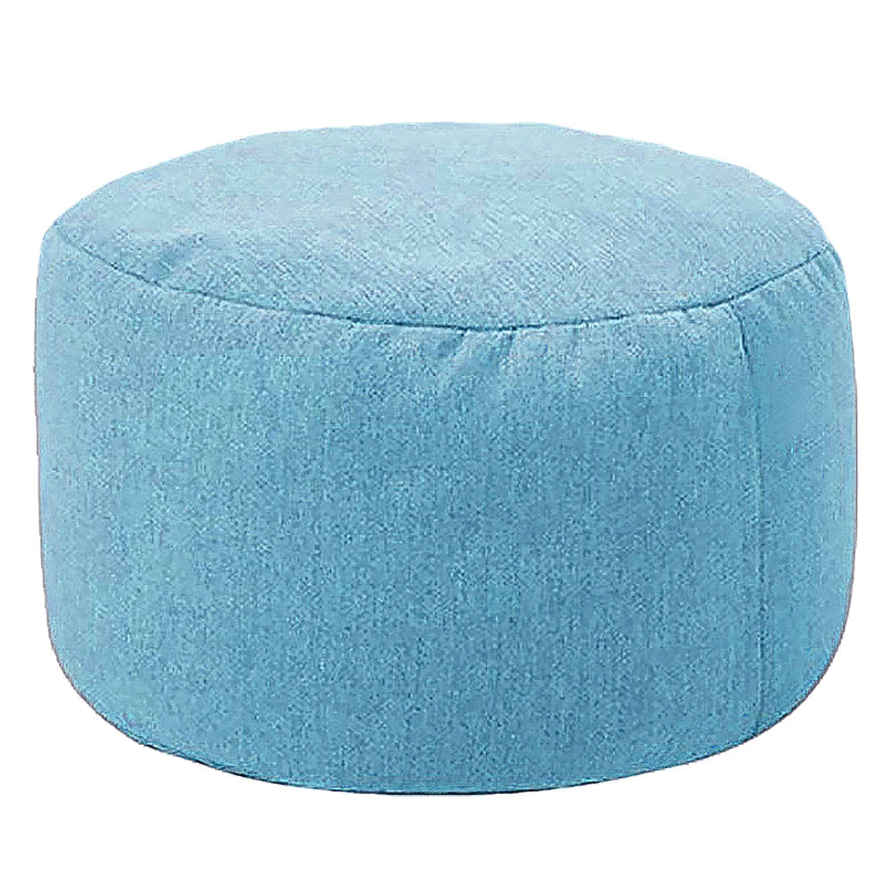 Round cotton and linen pouf with filling