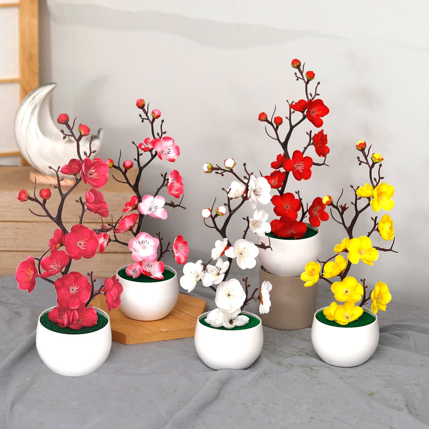Bonsaï artificiel 30 cm en tissu avec pot – Plante déco zen