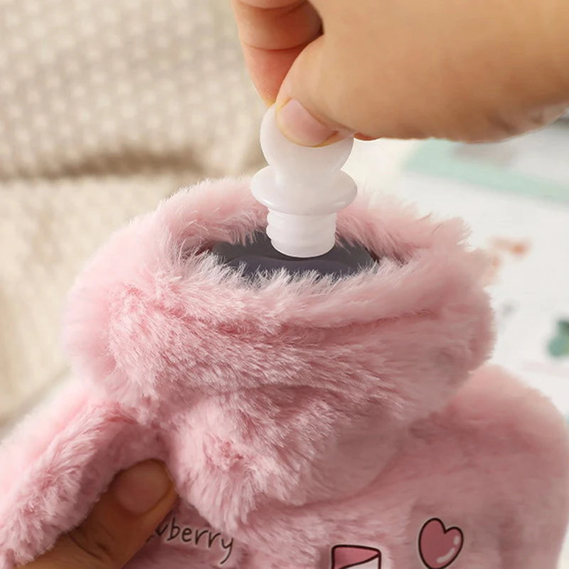 Rabbit and bear plush hot water bottle