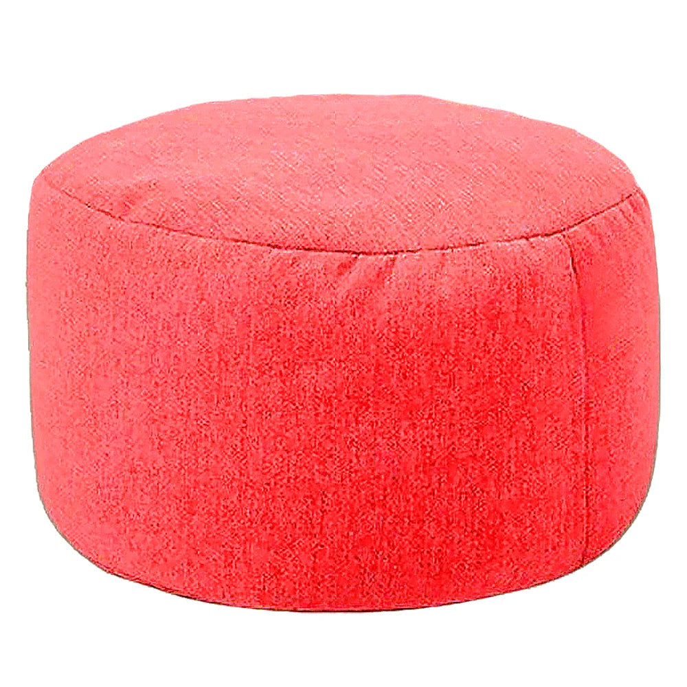 Round cotton and linen pouf with filling