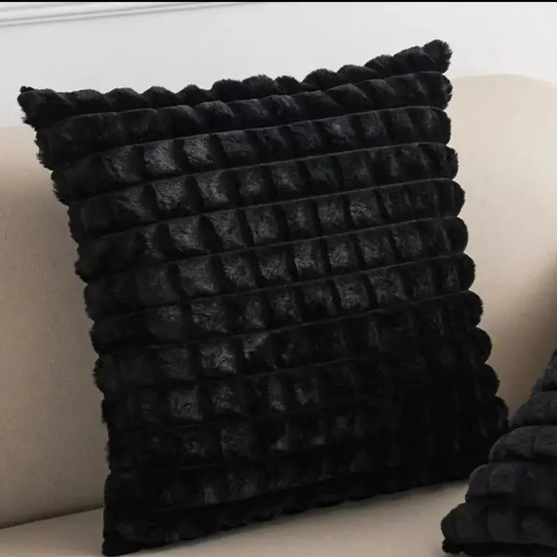 Faux rabbit fur cushion cover for sofa