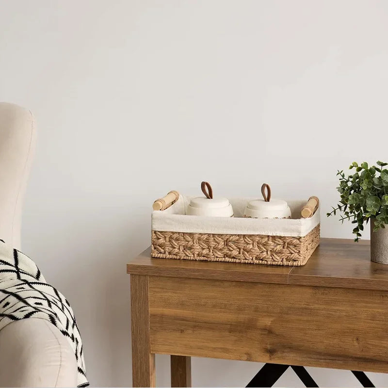 Wicker storage basket for bathroom and bedroom