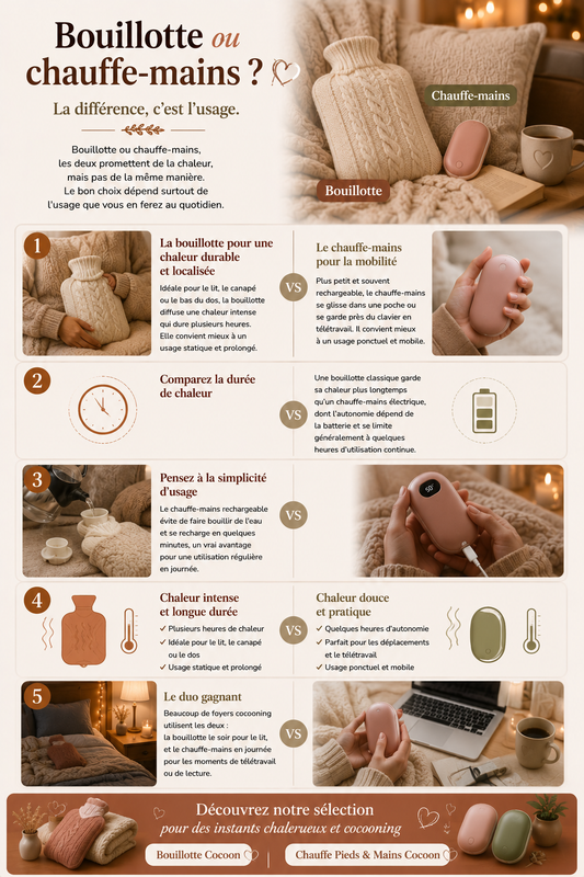 Bouillotte ou chauffe-mains : lequel choisir pour se réchauffer ?