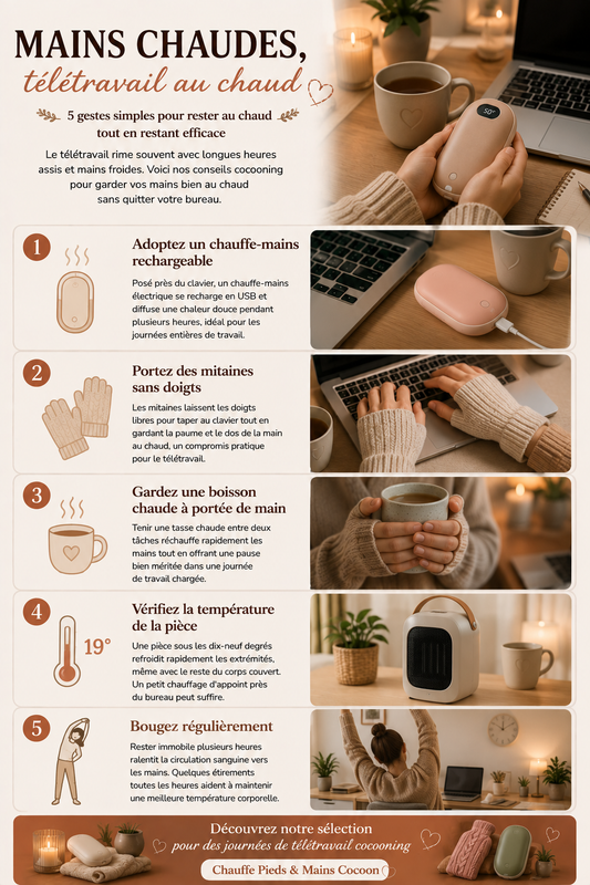 Comment garder ses mains au chaud en télétravail ?