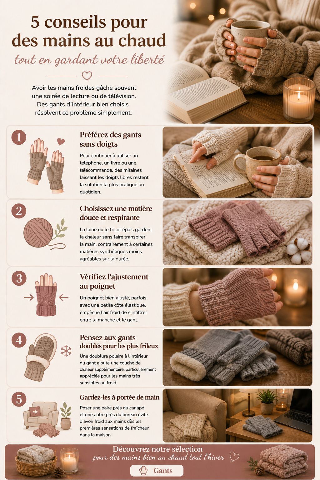 Comment choisir des gants d'intérieur pour les mains froides ?