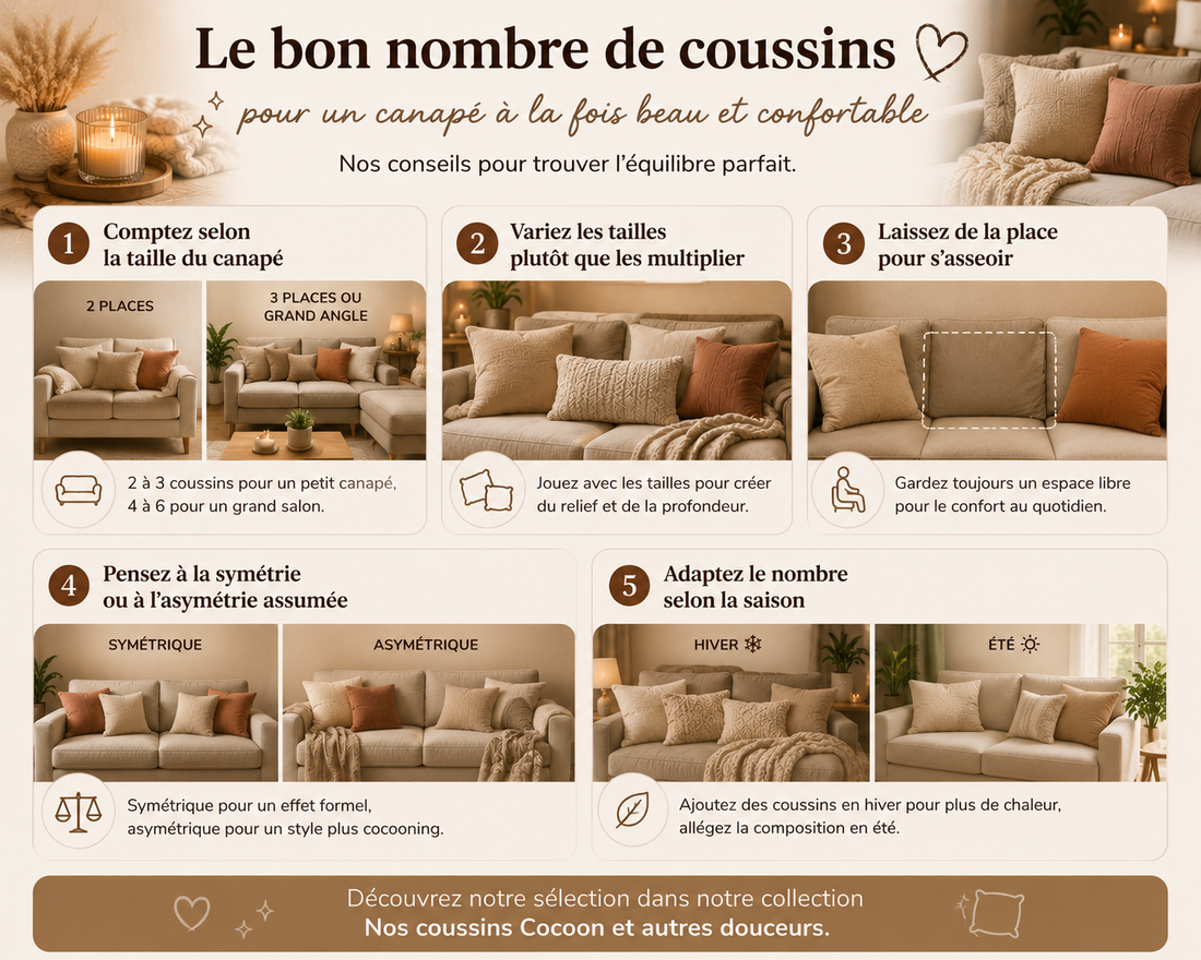 Combien de coussins mettre sur un canapé pour un look cocooning ?