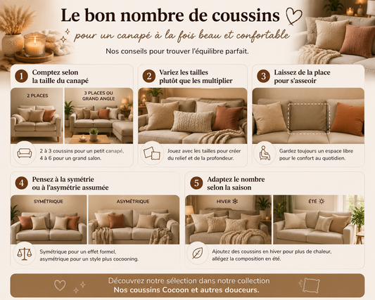 Combien de coussins mettre sur un canapé pour un look cocooning ?